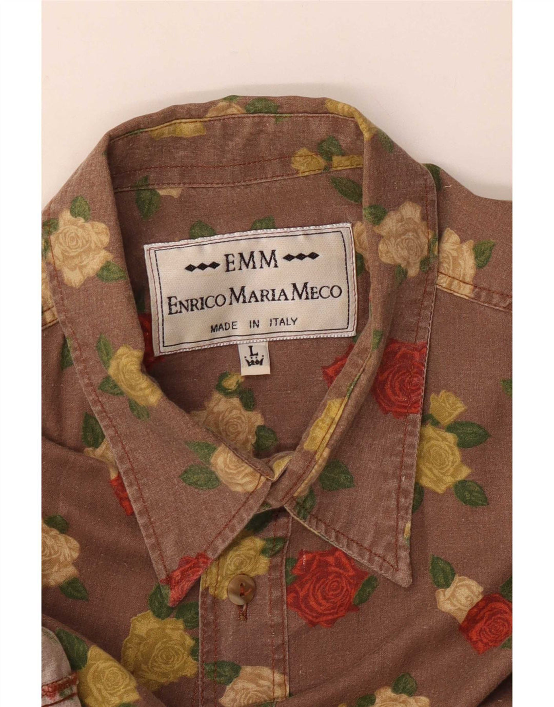 Koszula męska w stylu vintage, duża, brązowa w kwiaty
