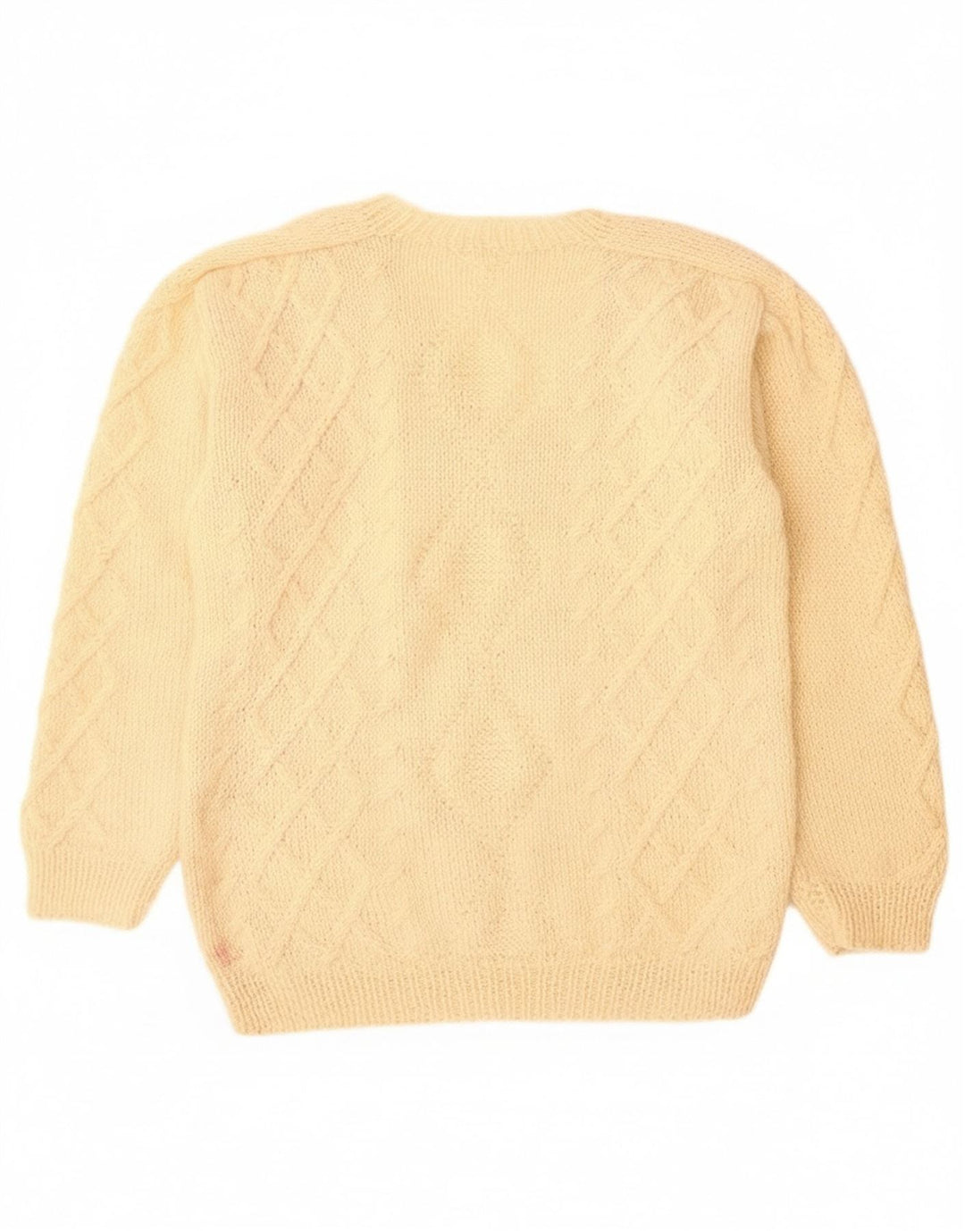Vintage męski sweter z dekoltem w kształcie litery V, duży, beżowy