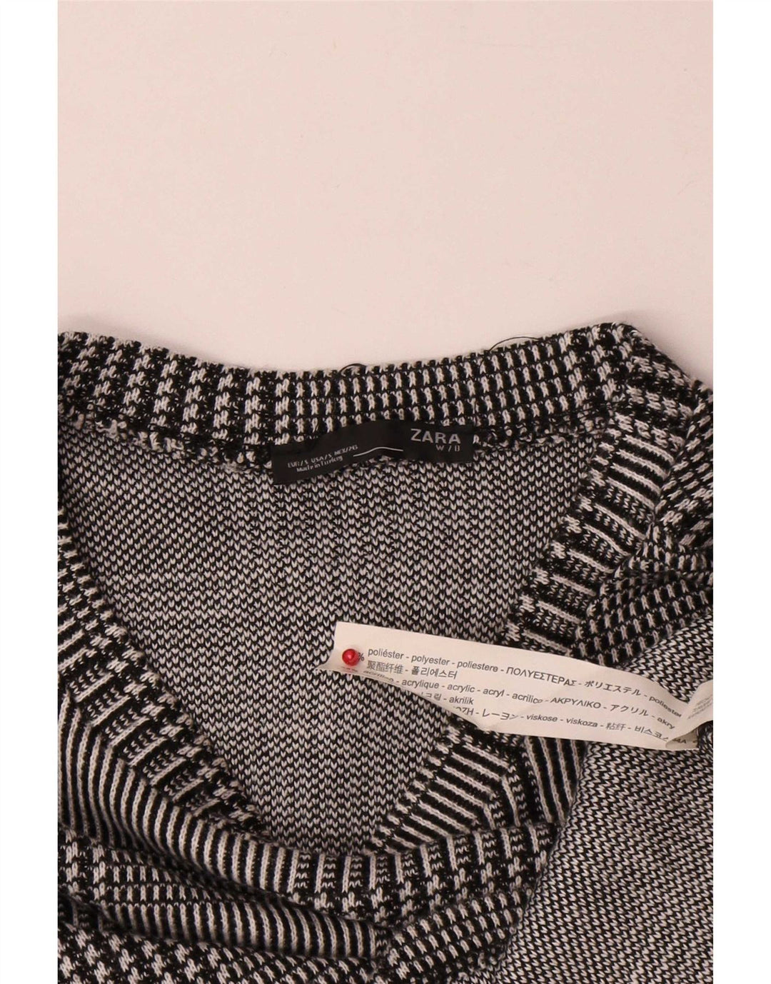 Damski sweter oversize z okrągłym dekoltem Zara UK 10 w małą szarą kratkę