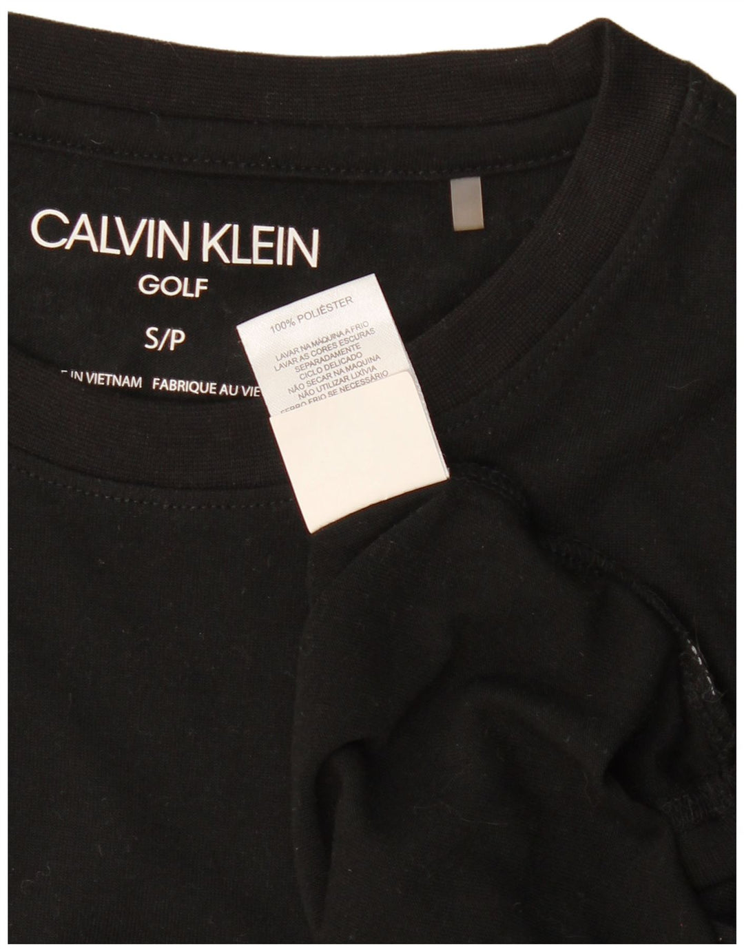 Męska koszulka golfowa CALVIN KLEIN, mała, czarna, z poliestru