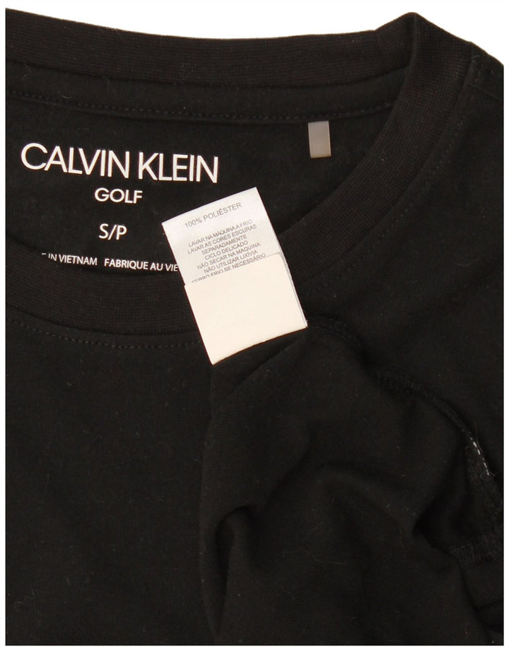 Męska koszulka golfowa CALVIN KLEIN, mała, czarna, z poliestru