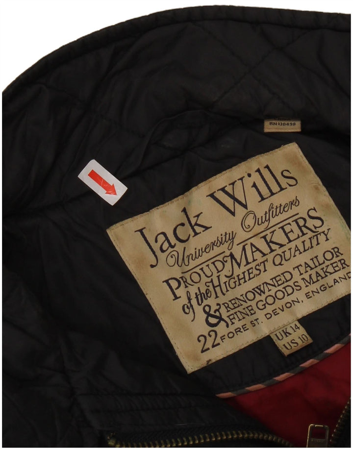 Damska pikowana kurtka Jack Wills UK 14, duża, czarna, nylonowa
