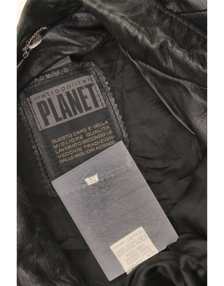 Vintage męska kurtka skórzana IT 50 XL czarna skóra