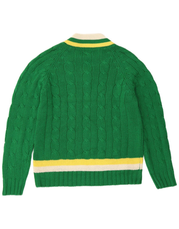 Sweter damski VINTAGE z dekoltem w kształcie litery V, UK 16, duże, zielone paski