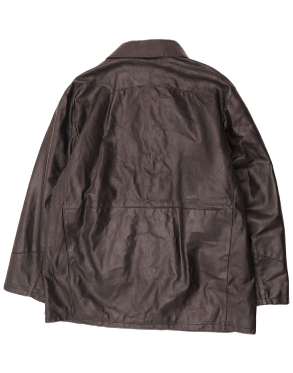 Vintage męska kurtka skórzana IT 54 2XL czarna skóra
