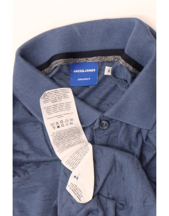 Męska koszulka polo Jack & Jones, średnia niebieska, bawełniana w kwiaty