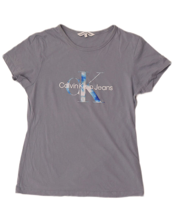 Damska koszulka graficzna Calvin Klein Jeans Top UK 12, średnia szara bawełna