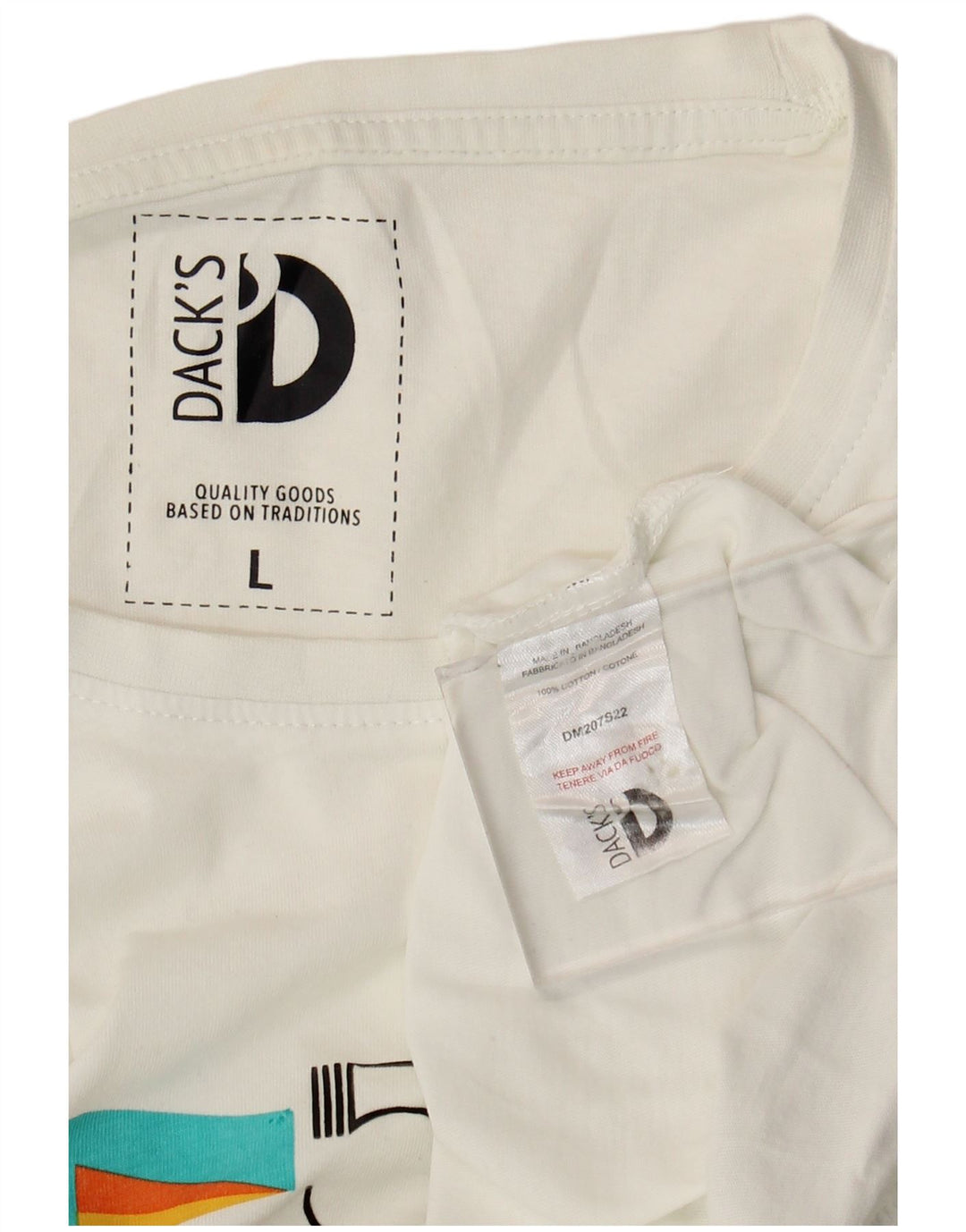 Męski T-shirt z grafiką Dack's, duży, biały, bawełniany