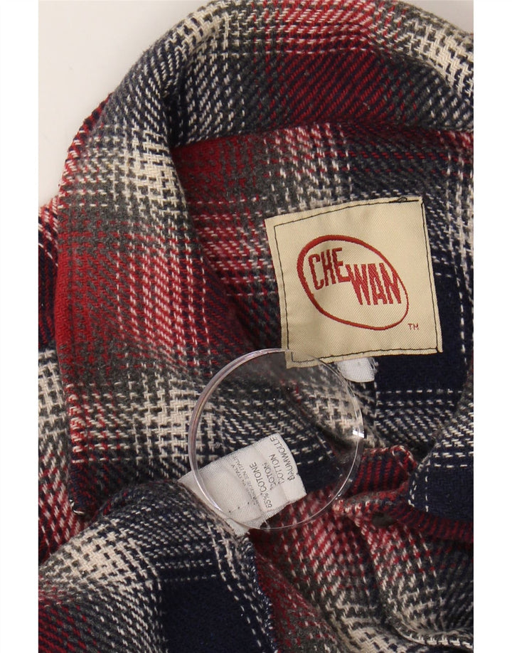 CHEWAN Mens Flannel Shirt XL Red Check Cotton Vintage Chewan and Second-Hand Chewan from Messina Hembry 