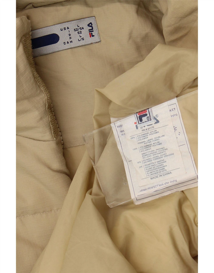 Męski ocieplany płaszcz Fila UK 40, duży, beżowy nylon