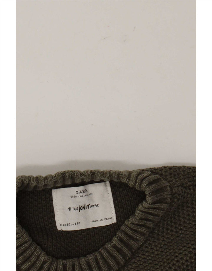Sweter chłopięcy Zara z okrągłym dekoltem, 9-10 lat, khaki
