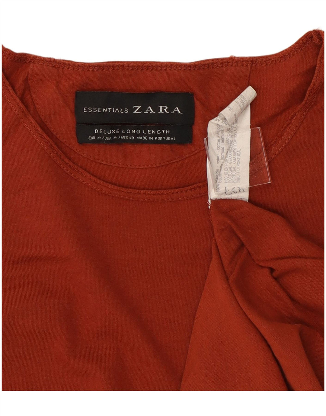 Damski długi t-shirt Zara Top UK 14, średni czerwony, bawełniany