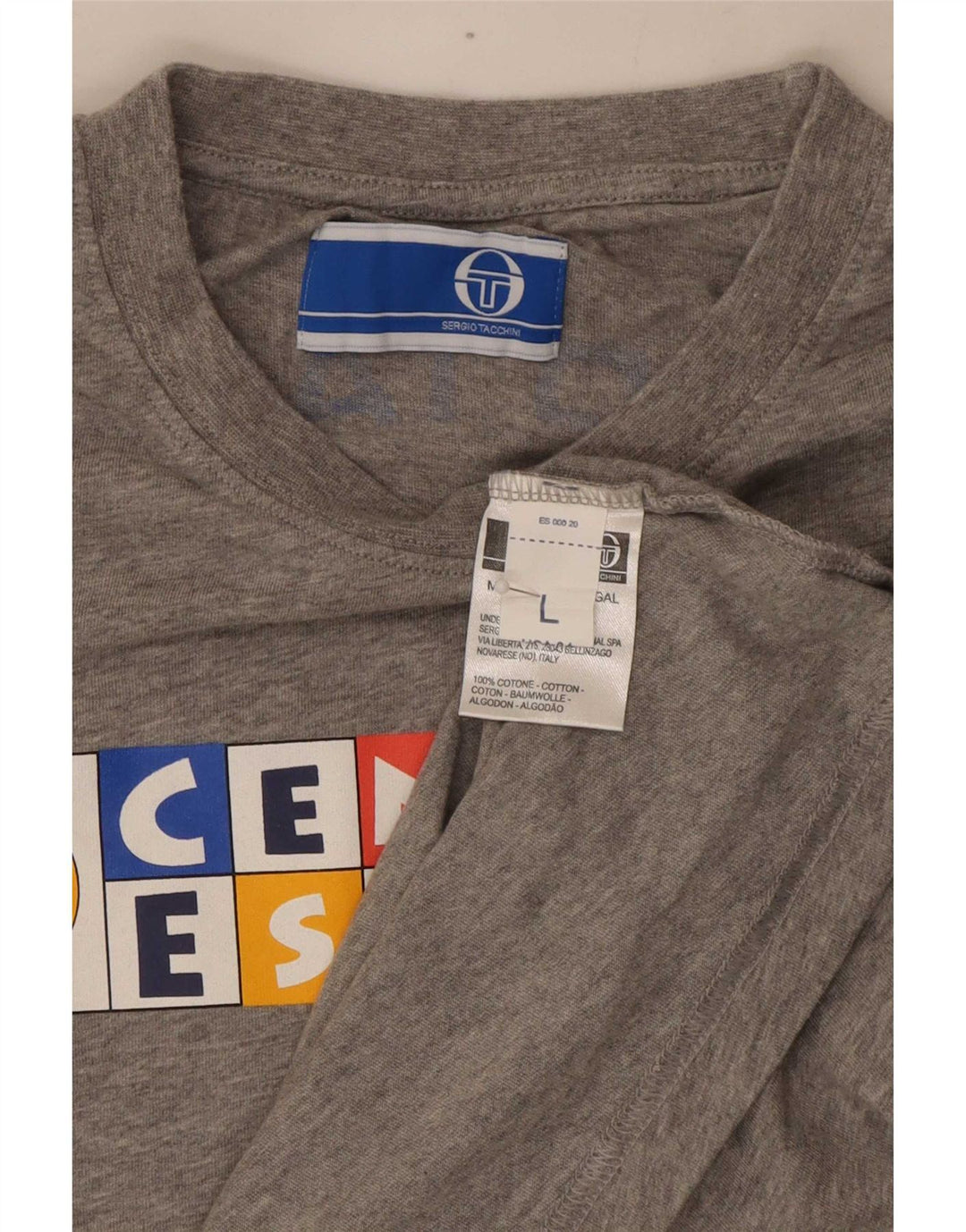 Męski T-shirt z grafiką Sergio Tacchini, duży, szary, bawełniany