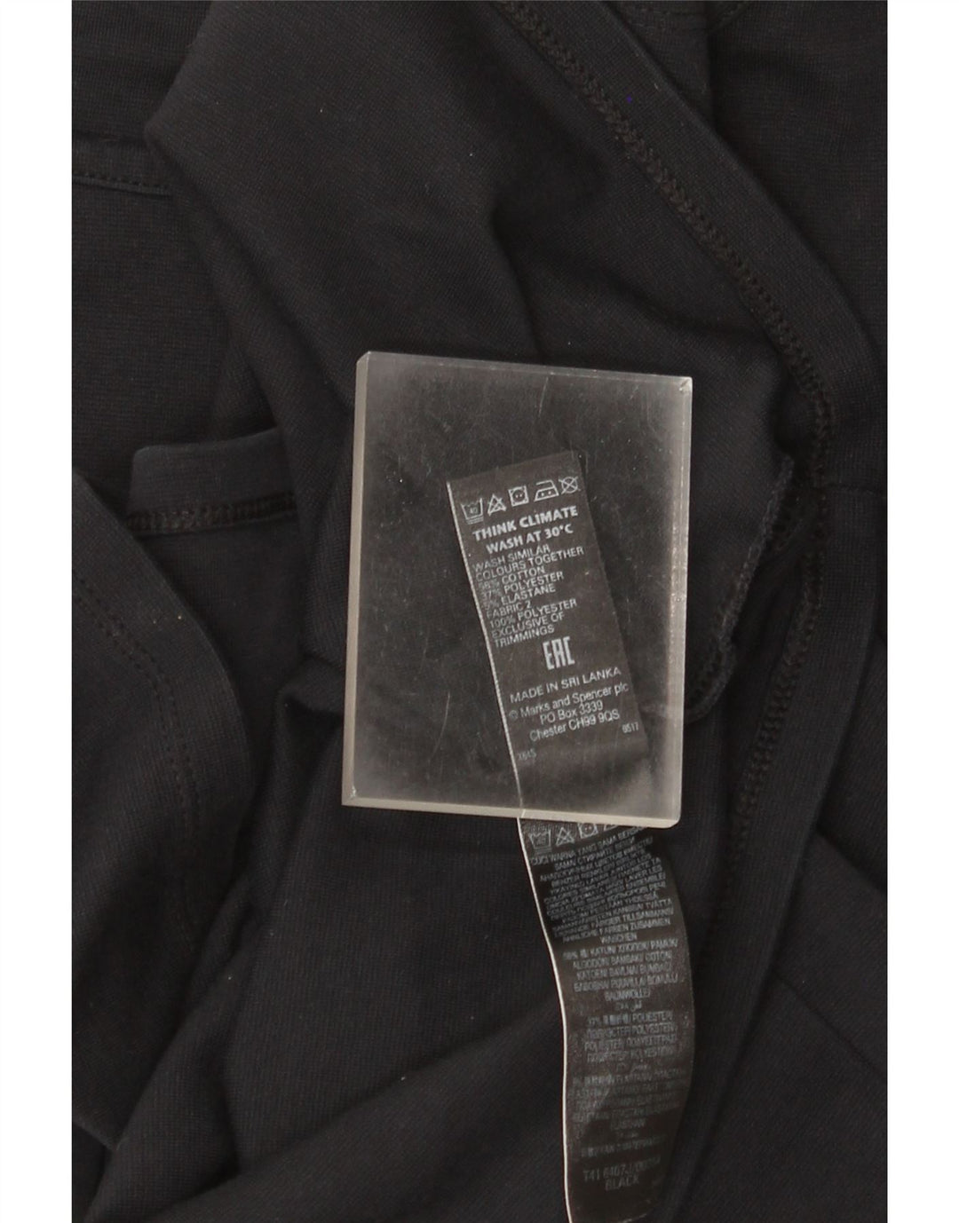 Marks & Spencer Damska tunika z rękawem 3/4, UK 12, średnia czarna bawełna