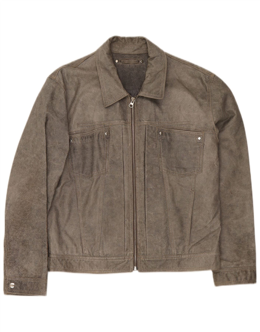 Męska skórzana kurtka bomber w stylu vintage UK 38, średnia szarość