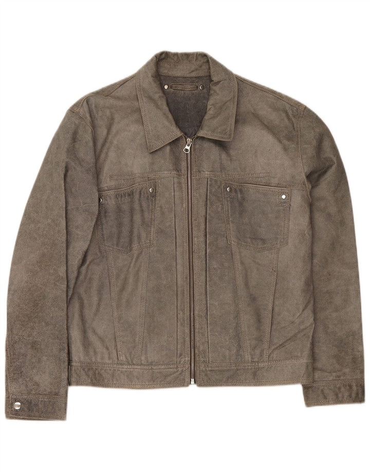 Męska skórzana kurtka bomber w stylu vintage UK 38, średnia szarość