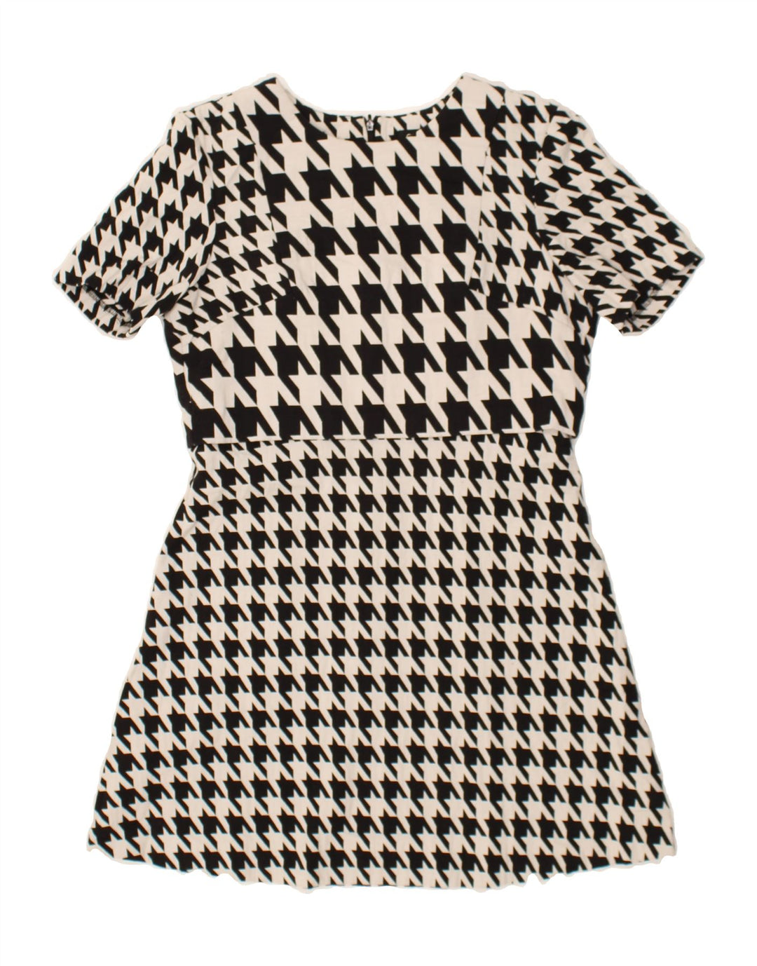OASIS Womens A-Line Dress UK 12 Medium White Houndstooth Cotton Vintage Oasis and Second-Hand Oasis from Messina Hembry 