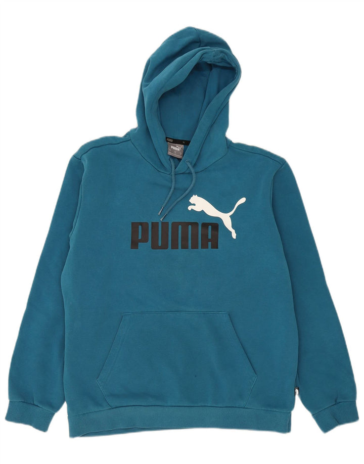 Męski sweter z kapturem Puma z grafiką, średni niebieski, bawełniany
