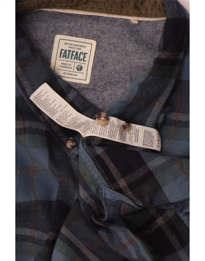 Koszula flanelowa męska Fat Face o regularnym kroju, 4XL, granatowa, bawełniana w kratkę