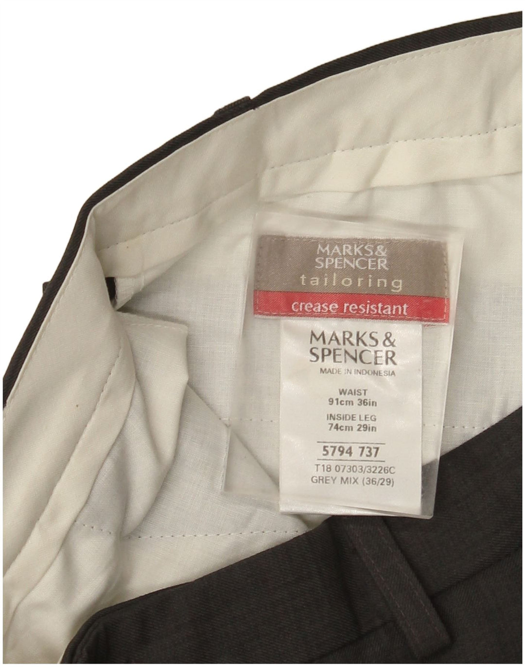Marks & Spencer Męskie spodnie garniturowe W36 L29 Szary poliester