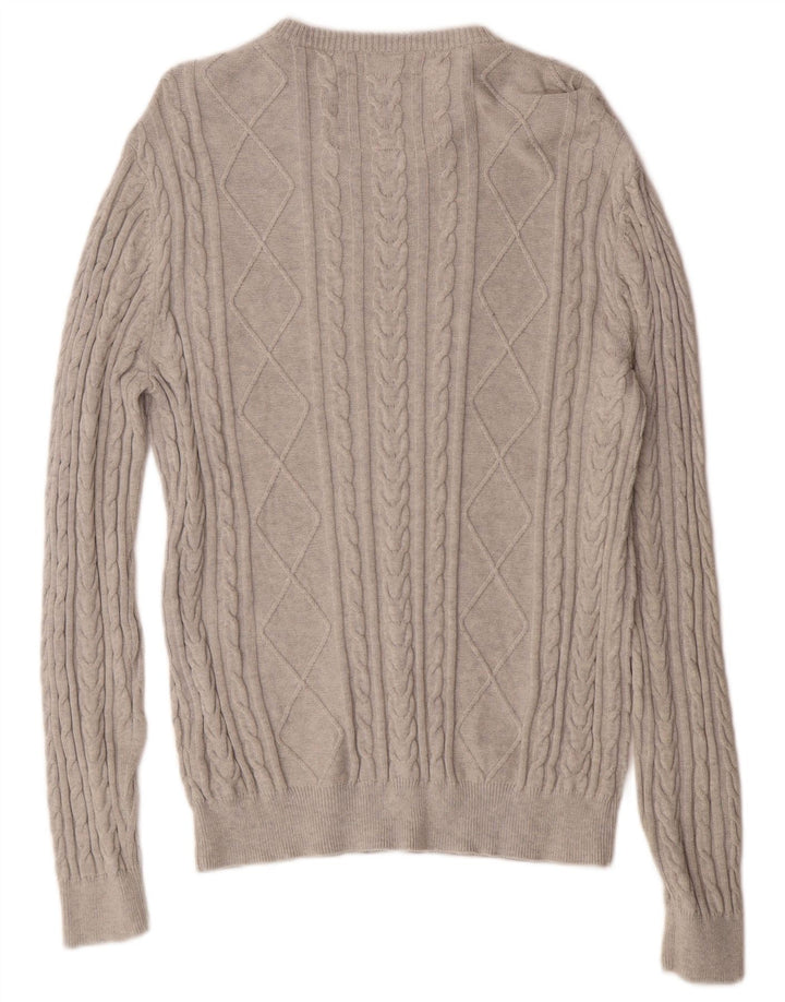 Jack Wills Męski sweter z okrągłym dekoltem, średnioszary, bawełniany klasyk