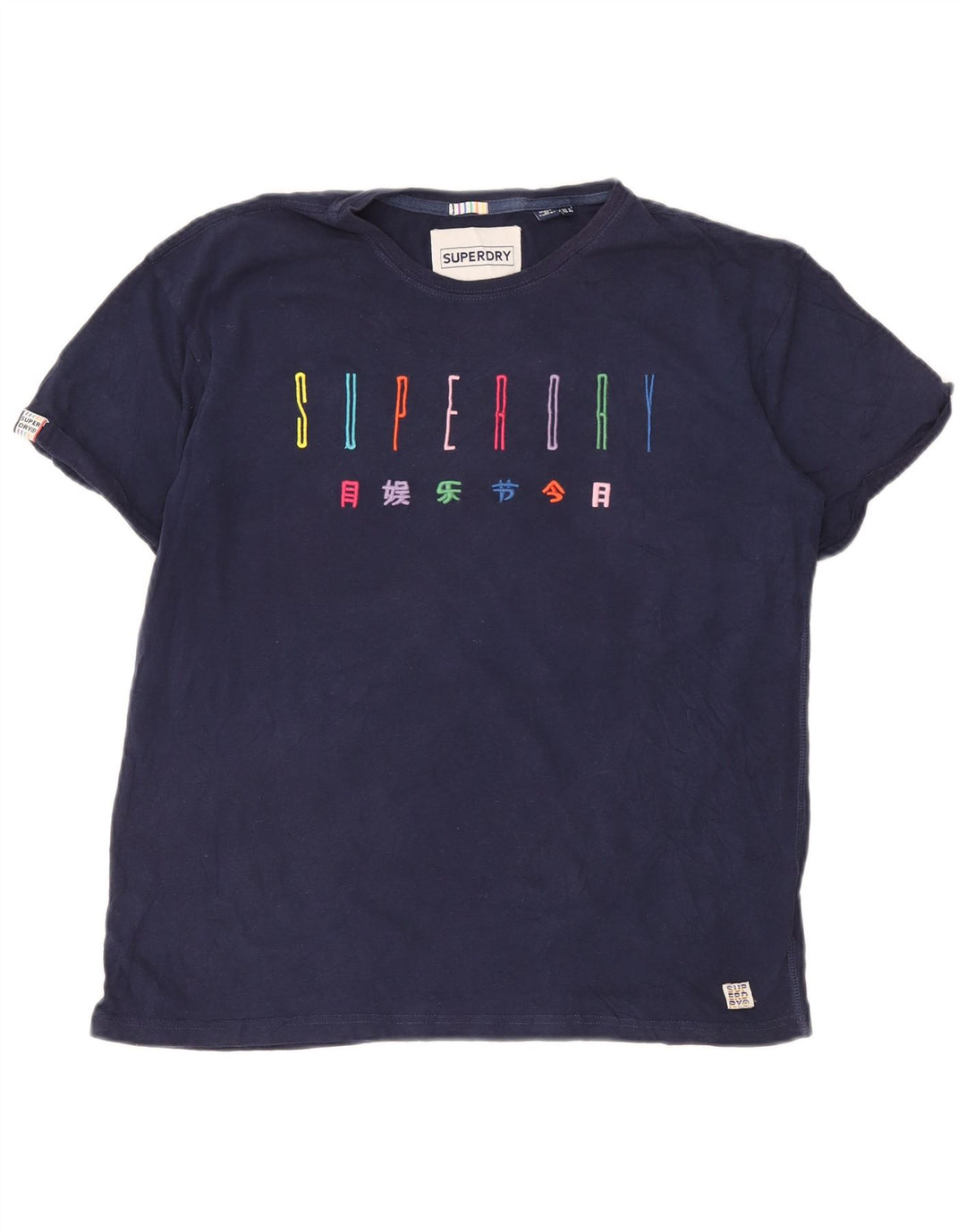 Damski T-shirt z grafiką Superdry Top UK 12, średni granatowy, bawełniany