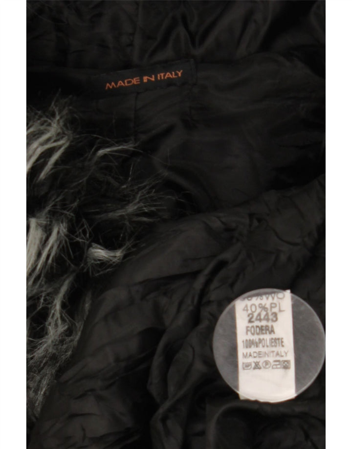 VINTAGE Damska peleryna z kapturem o luźnym kroju UK 10 Mała czarna wełna