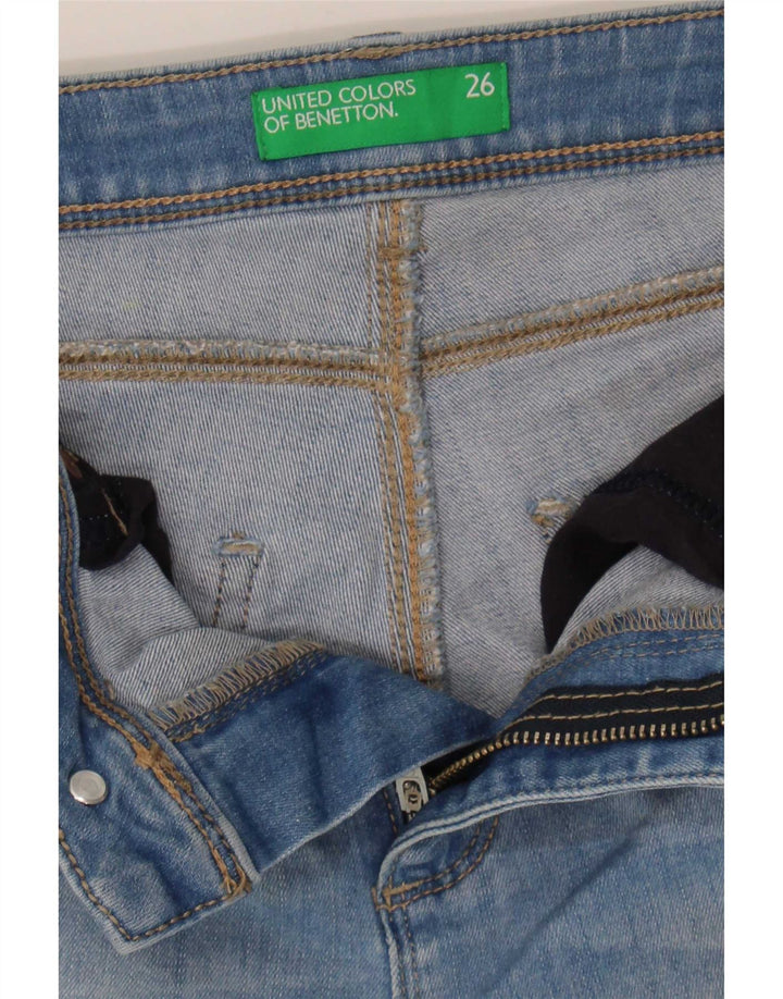 Jeansy damskie Benetton Distressed Slim Bootcut W26 L31 Niebieskie