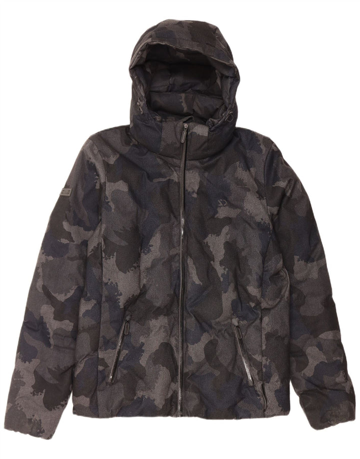 Męska ocieplana kurtka z kapturem Superdry UK 38, średni czarny kamuflaż, poliester