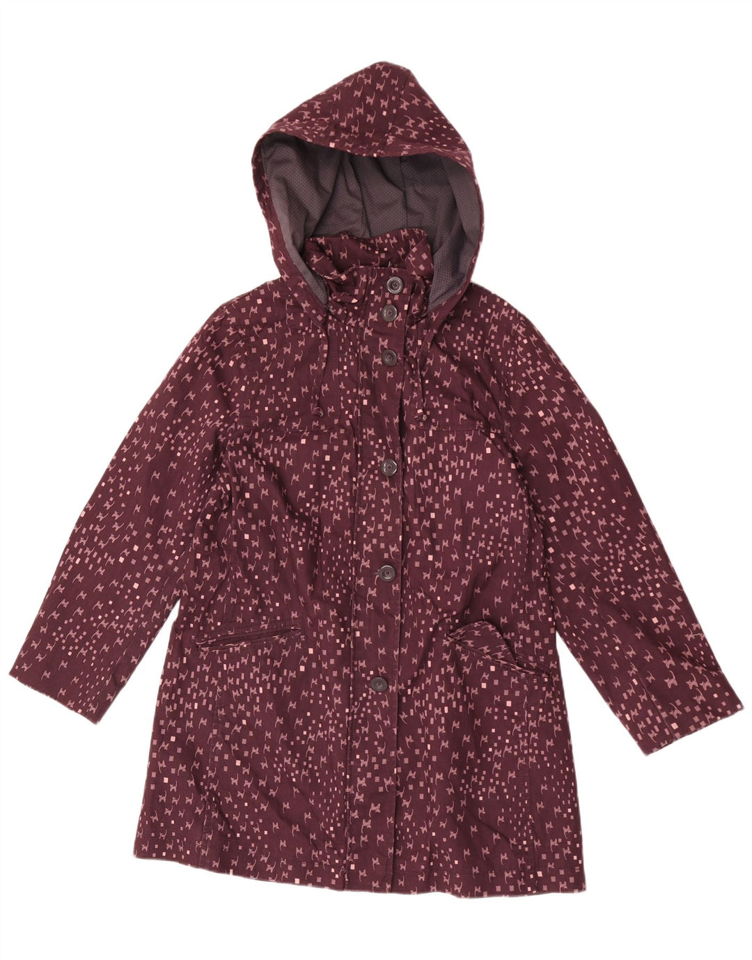 Damski płaszcz przeciwdeszczowy White Stuff w abstrakcyjnym wzorze UK 12 Medium Burgundy Cat