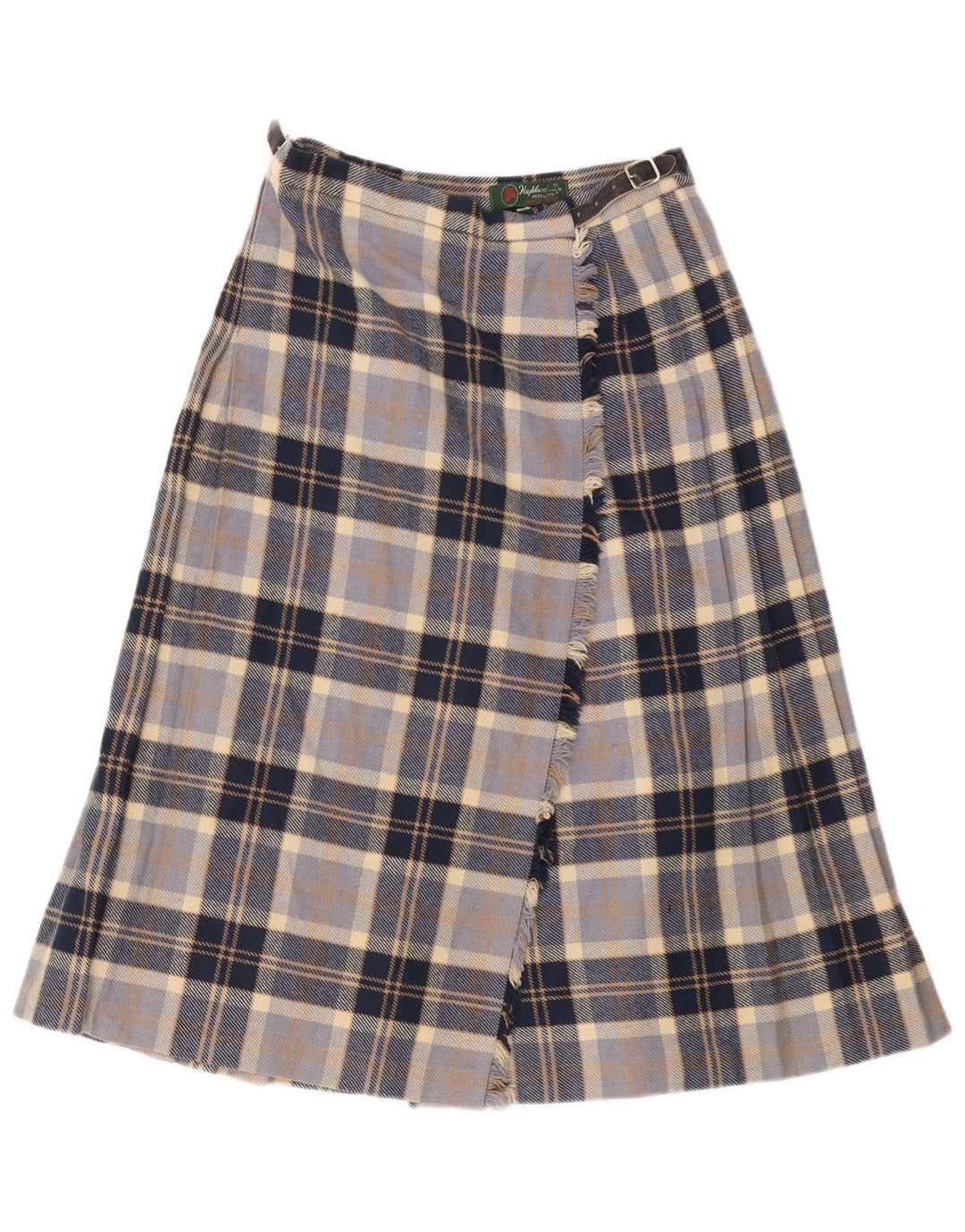 Damska spódnica kopertowa Highland EU 38 Medium W28 Granatowa wełna w kratę