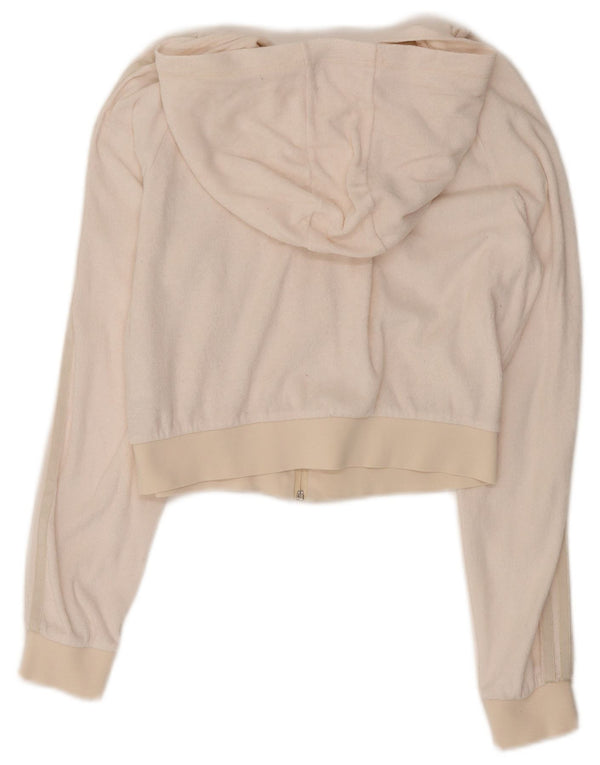 Damska bluza z kapturem Adidas, zapinana na zamek, UK 12, średnia, biała, bawełniana