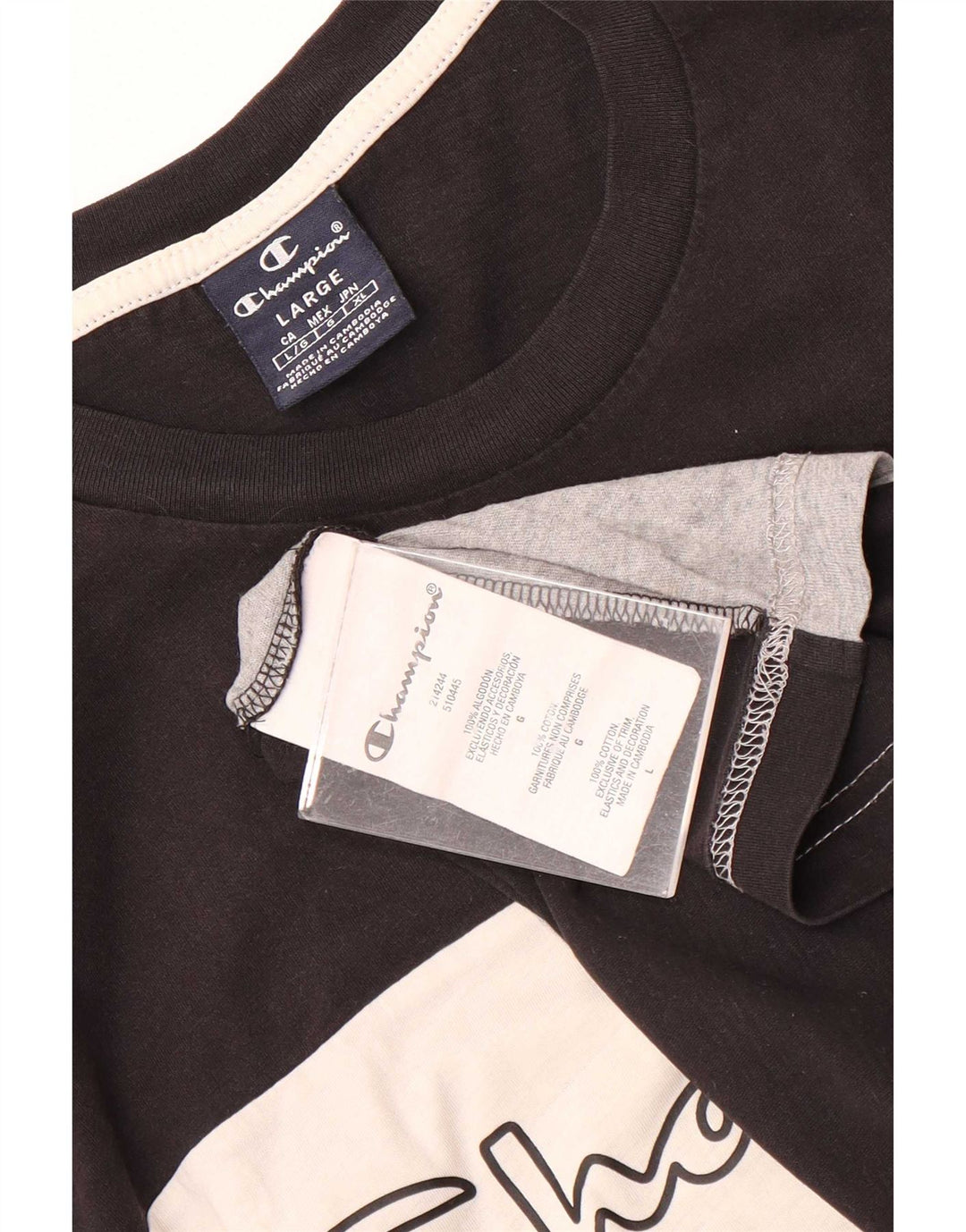Męski T-shirt Champion z grafiką, duży, wielokolorowy, bawełniany z blokami kolorów