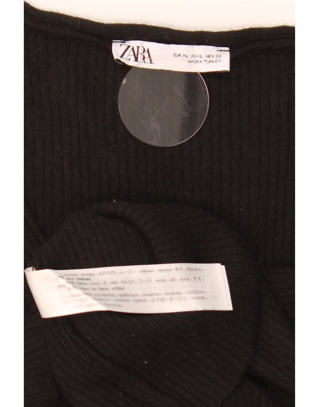 Damski top z długim rękawem Zara UK 18 XL, czarna wiskoza