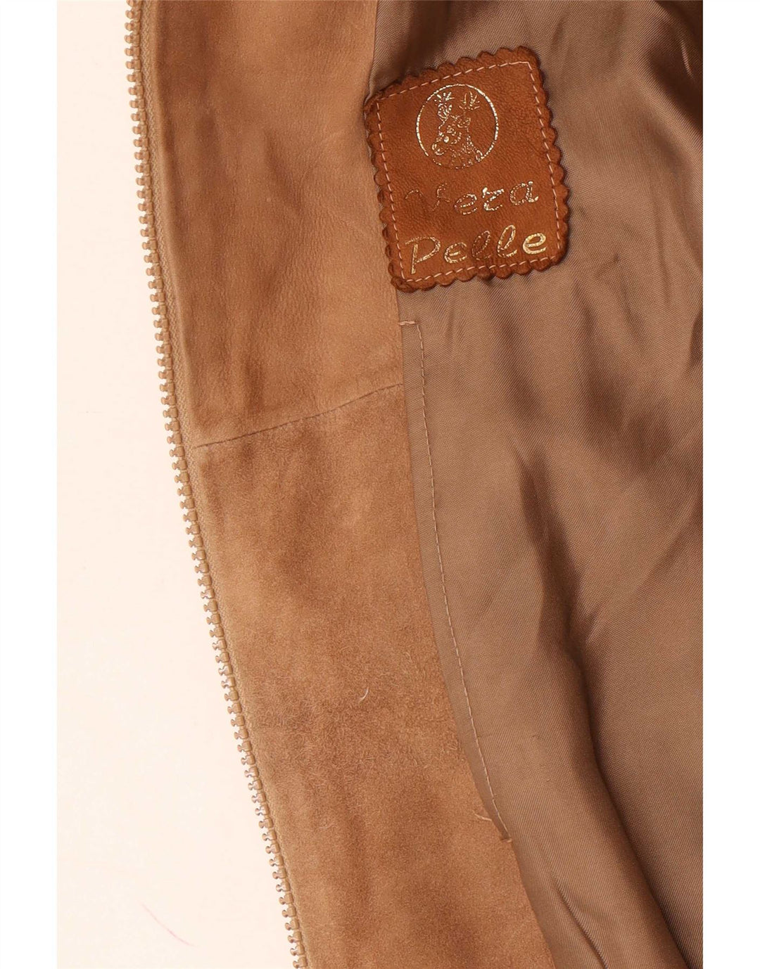 Vintage męska zamszowa kurtka bomber UK 36 mała brązowa skórzana retro
