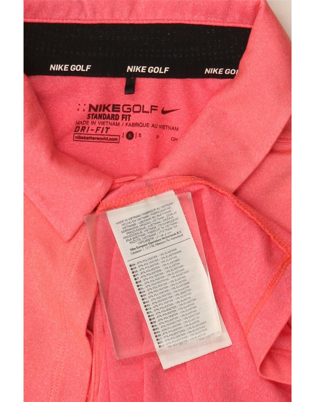 Męska koszulka polo Nike Dri Fit Standard Fit, mała, różowa, poliestrowa w paski