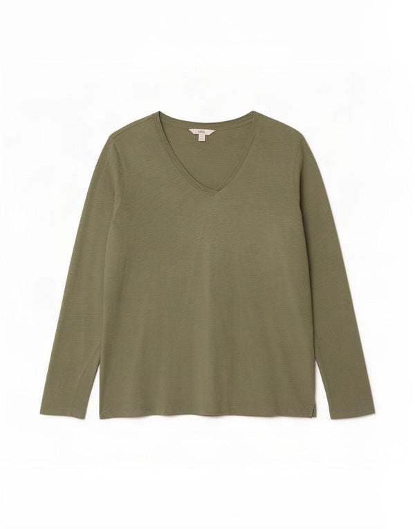 Marks & Spencer Damski top z długim rękawem, UK 18 XL, bawełniany khaki