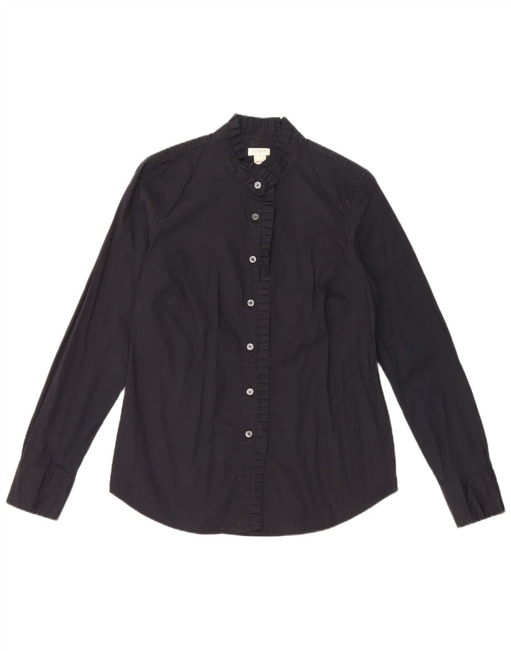 Koszula damska J. Crew z falbaną z przodu, UK 10, mała, czarna, bawełniana