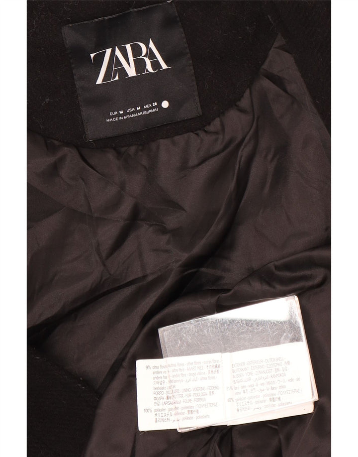 Damska kurtka bomberka oversize z rękawem 3/4 Zara UK 14, średnia czarna wełna