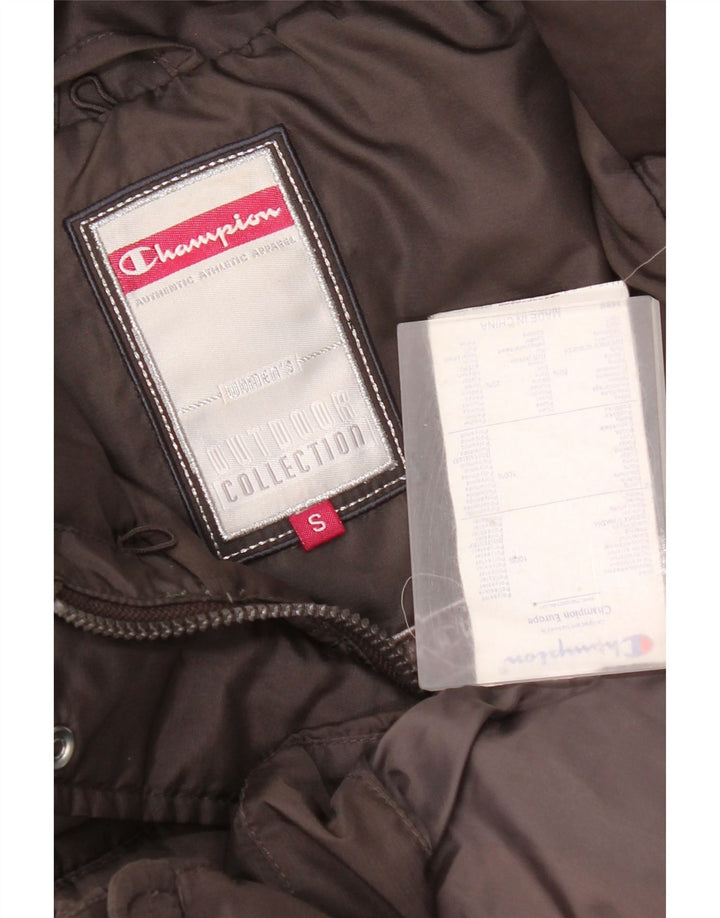 Damski płaszcz z kapturem Champion, ocieplany, UK 10, mały, brązowy, poliester