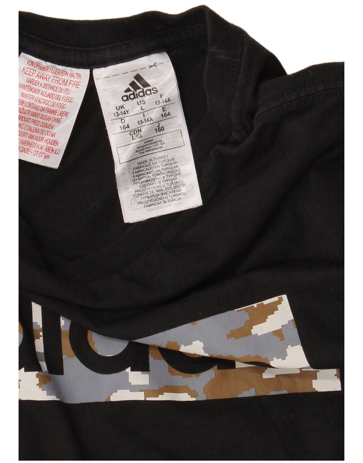 Chłopięca koszulka z grafiką Adidas, 13-14 lat, czarna bawełna