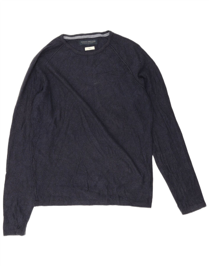 Top męski Jack & Jones z długim rękawem, mały, granatowy, bawełniany