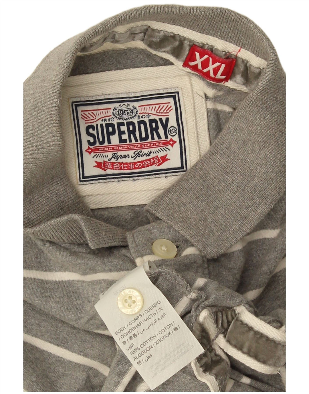 Męska koszulka polo Superdry 2XL, szara, bawełniana w paski