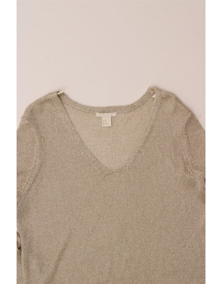 H&M Womens Longline V-Neck Jumper Sweater UK 14 Medium Beige Vintage H&M and Second-Hand H&M from Messina Hembry 