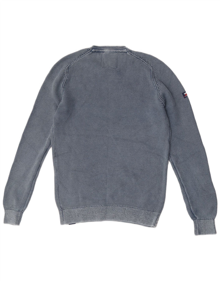 Męski sweter Superdry z okrągłym dekoltem, duży, niebieski, bawełniany