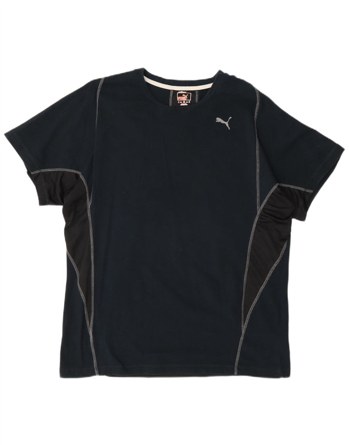 T-shirt męski Puma Top XL, granatowy, z blokami kolorów