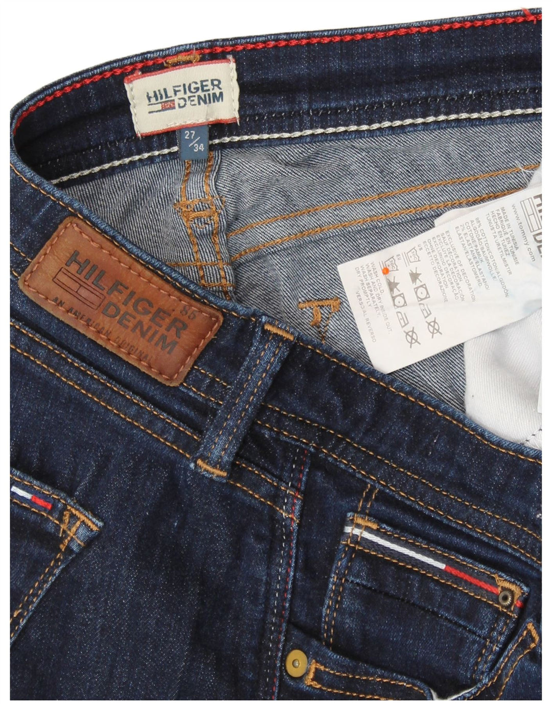 Damskie jeansy skinny TOMMY HILFIGER W27 L27 Granatowa bawełna