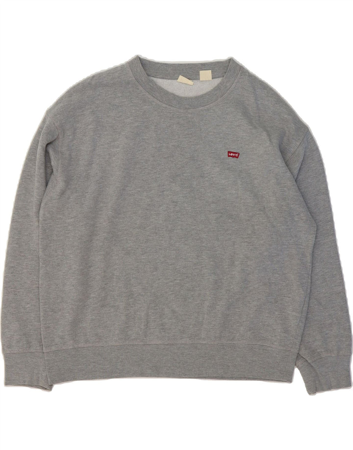 LEVI'S Womens Oversized Sweatshirt Jumper UK 18 XL Grey Cotton Vintage Levi's and Second-Hand Levi's from Messina Hembry 