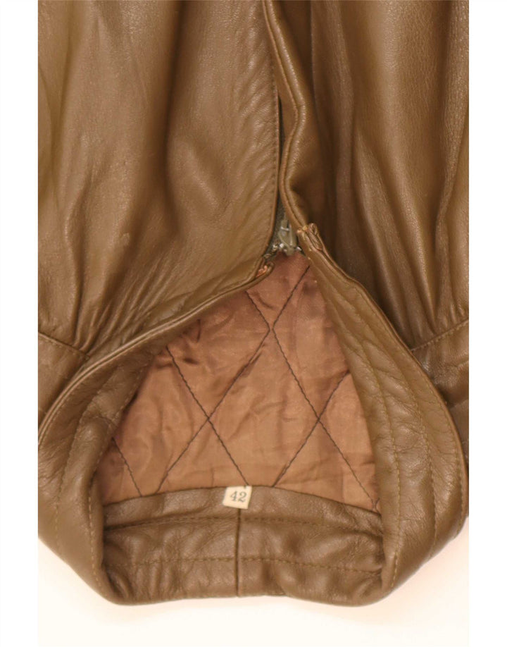 Vintage damska kurtka skórzana IT 42 Medium Khaki
