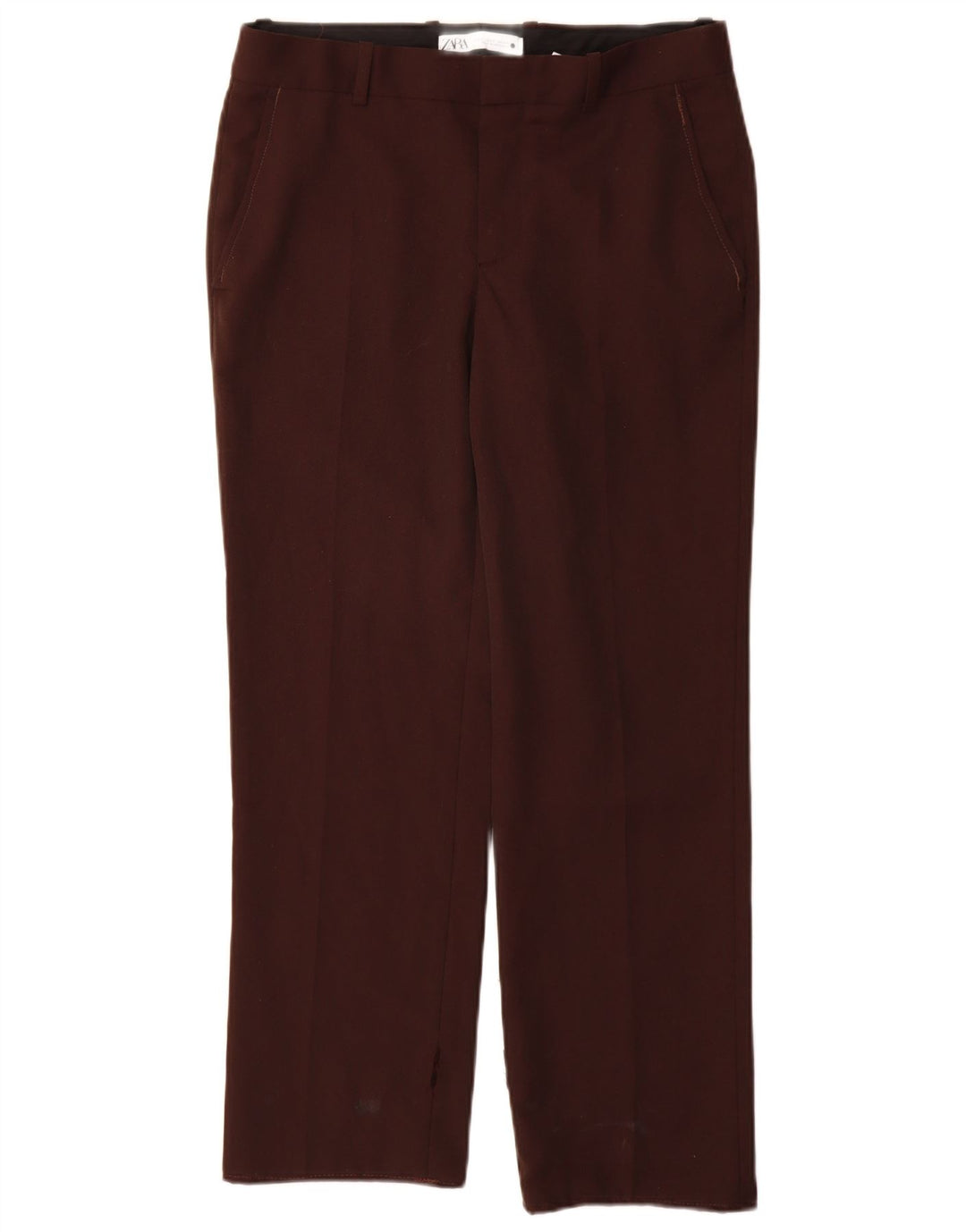 Proste spodnie chino Zara, małe, W26 L28, brązowe, poliestrowe